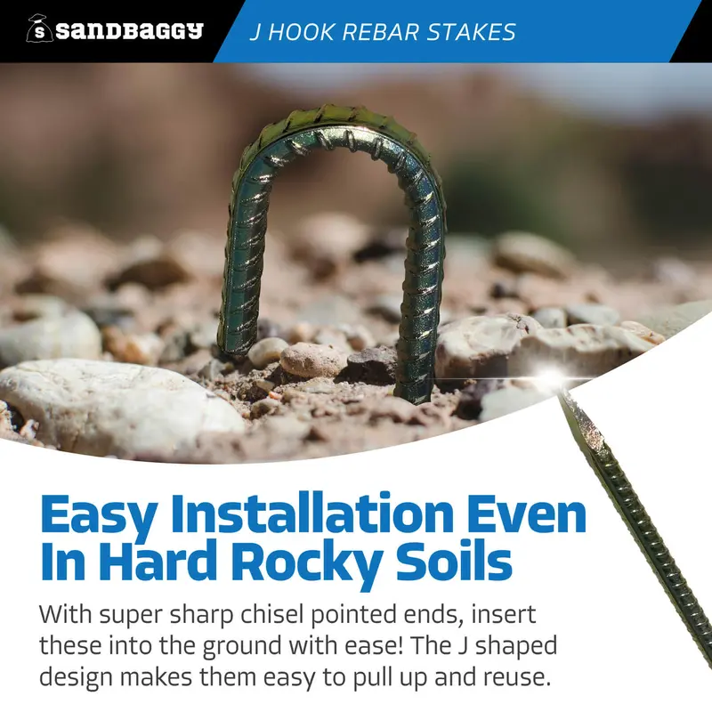 24" J Hook Rebar Stakes - Galvanized Steel - 1/2" Diameter (#4 Rebar) 6
