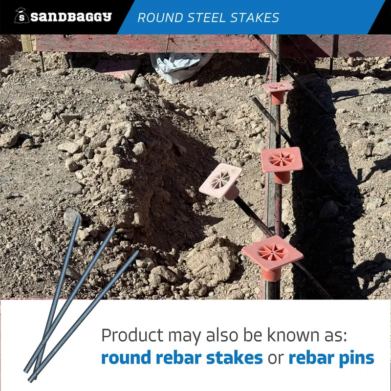 24" Round Steel Concrete Form Stakes With Nail Holes 10