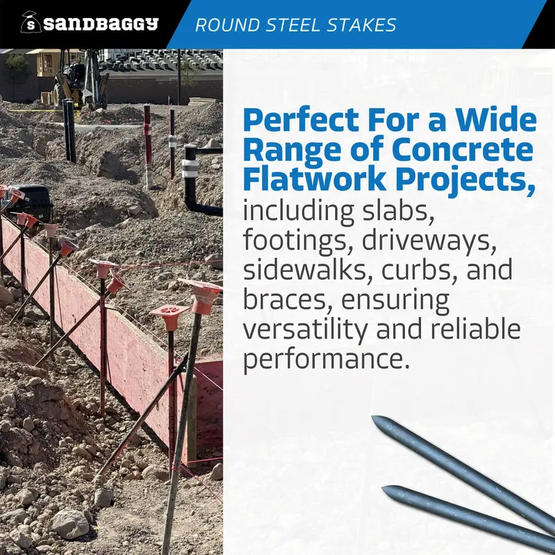 24" Round Steel Concrete Form Stakes With Nail Holes 3