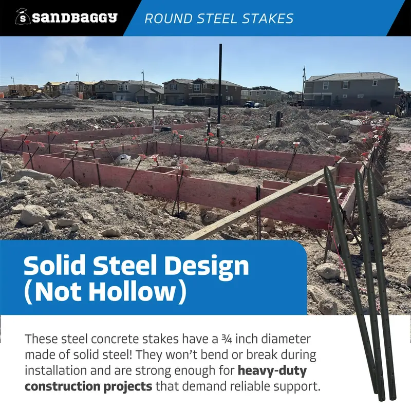 24" Round Steel Concrete Form Stakes With Nail Holes 6