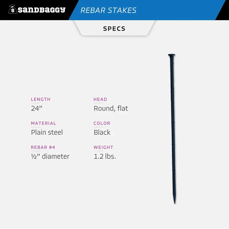 24" Steel Rebar Stakes With Nail Head - Garden Stakes (#4 Rebar) 2