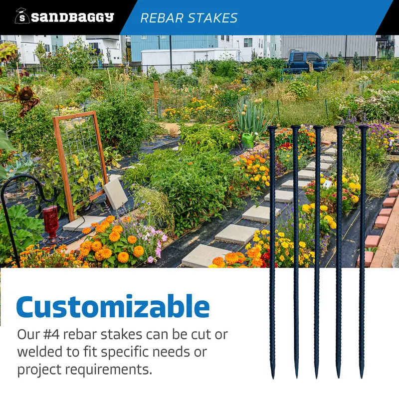 24" Steel Rebar Stakes With Nail Head - Garden Stakes (#4 Rebar) 8