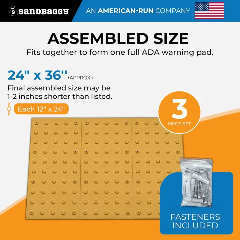 24" X 36" X Ada Warning Pad Set - Yellow Surface Mount Truncated Dome Mats 3