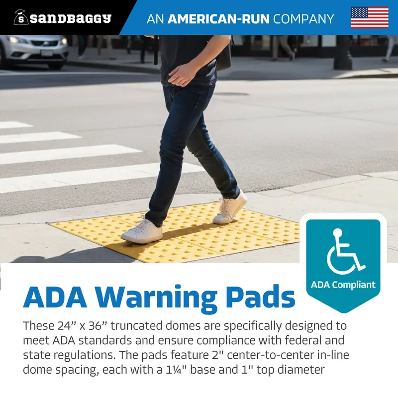 24" X 36" X Ada Warning Pad Set - Yellow Surface Mount Truncated Dome Mats 4