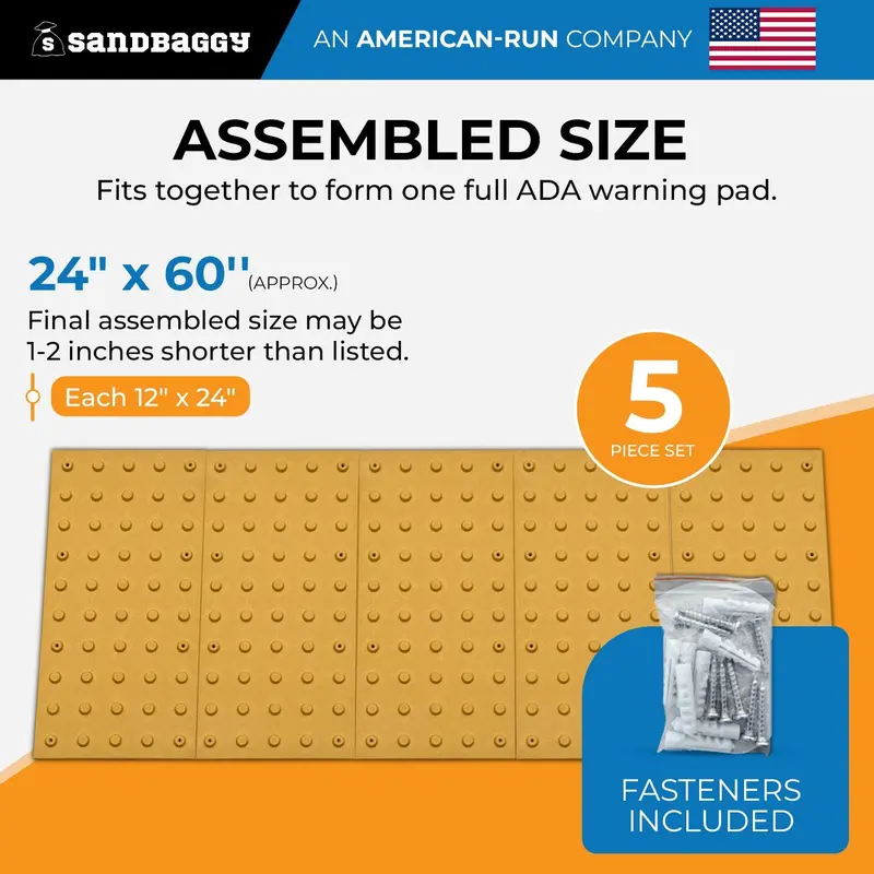 24" X 60" X Ada Warning Pad Set - Yellow Surface Mount Truncated Dome Mats 3