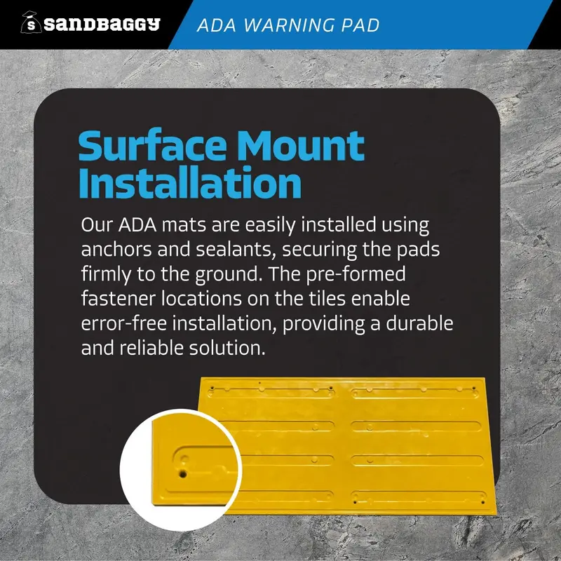 24" X 60" X Ada Warning Pad Set - Yellow Surface Mount Truncated Dome Mats 6