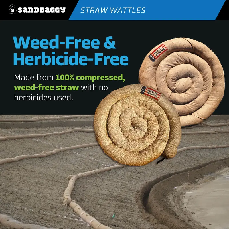25 Ft X 9" Straw Wattles For Erosion Control - Weed Free (Made In Usa) 19