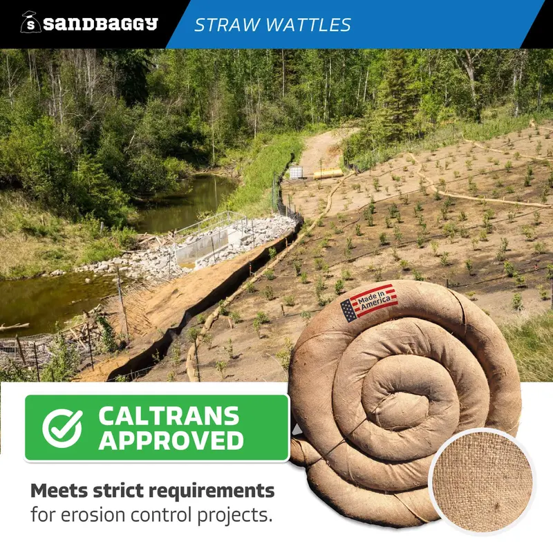 25 Ft X 9" Straw Wattles For Erosion Control - Weed Free (Made In Usa) 22