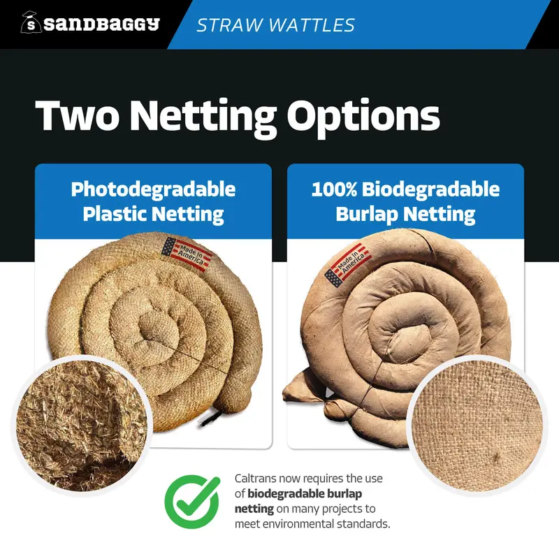 25 Ft X 9" Straw Wattles For Erosion Control - Weed Free (Made In Usa) 3