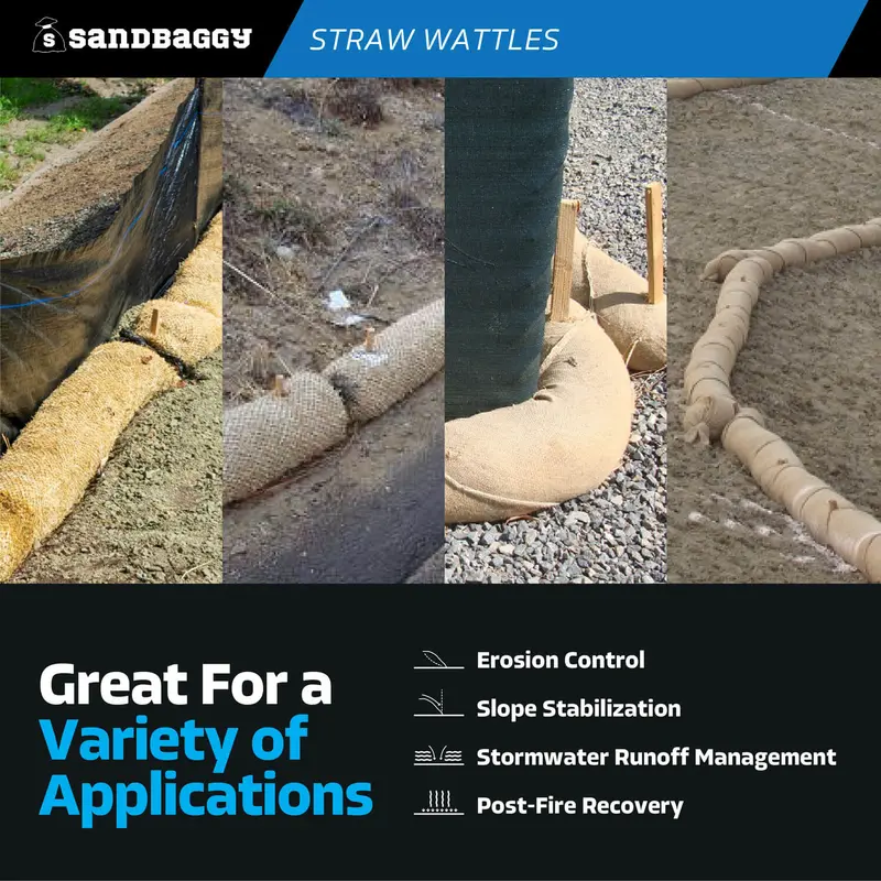 25 Ft X 9" Straw Wattles For Erosion Control - Weed Free (Made In Usa) 5