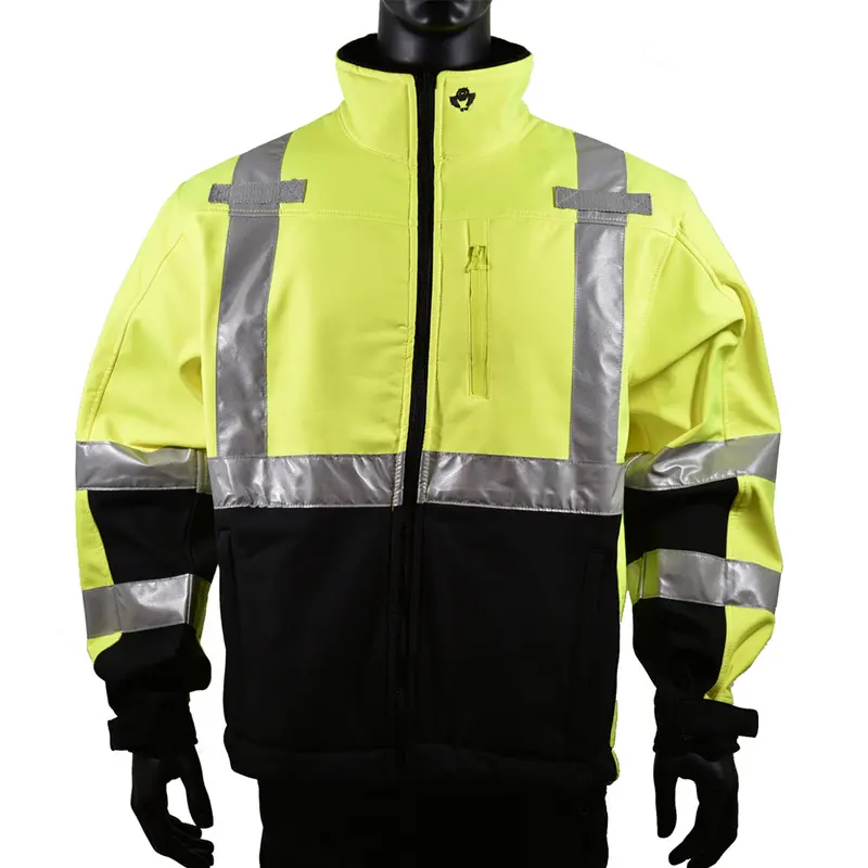 2W International Men's Class 3 Hi-Vis Soft Shell Jacket_Hi-Vis Green 1