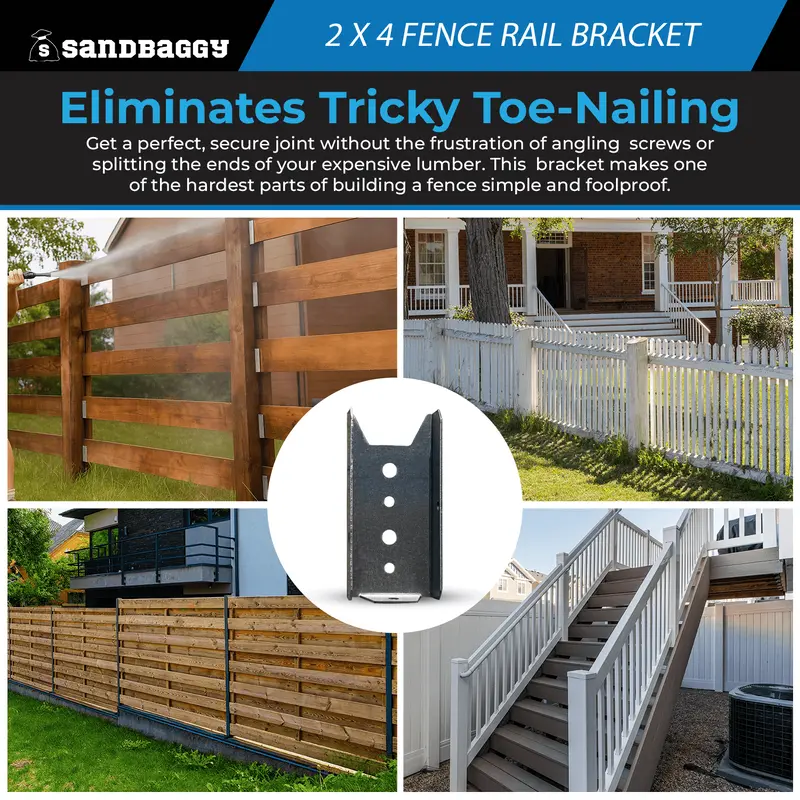 2X4 Metal Fence Brackets For Wood Posts - Galvanized 4