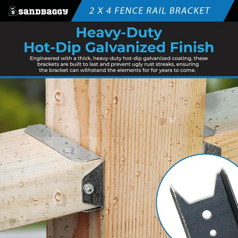 2X4 Metal Fence Brackets For Wood Posts - Galvanized 6