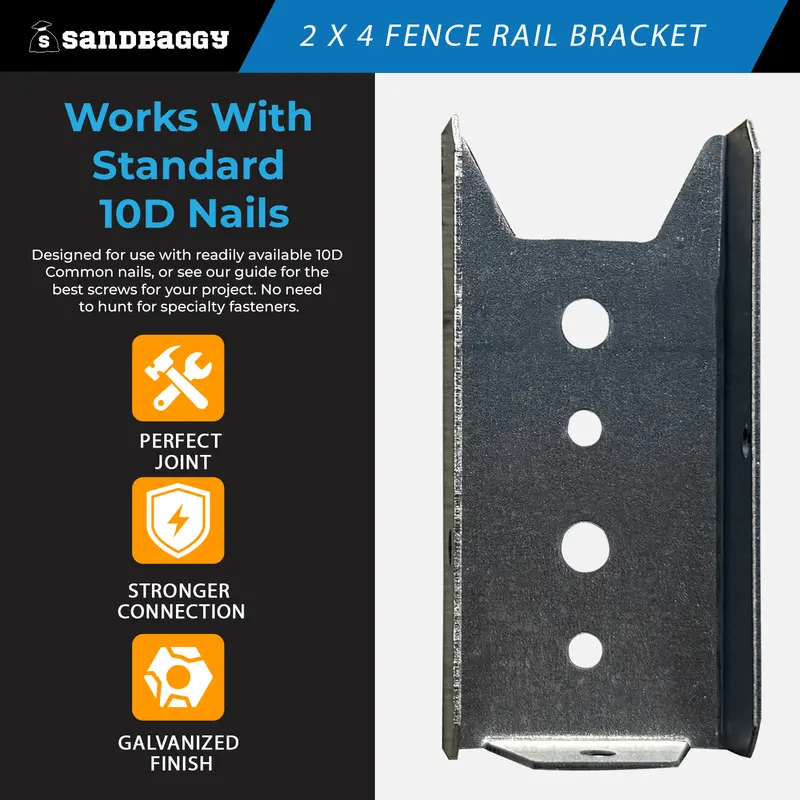 2X4 Metal Fence Brackets For Wood Posts - Galvanized 8
