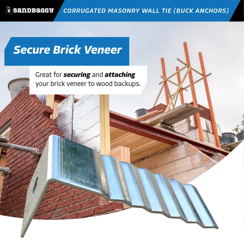 3-1/2" Corrugated Masonry Wall Tie - Buck Anchors - 16 Gauge (Hot Dipped Galvanized) 4