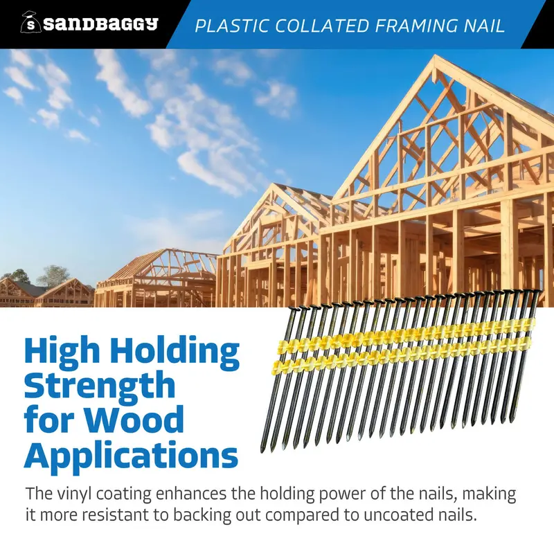 3-1/2-Inch 21 Degree Framing Nails - Plastic Collated Strip (Vinyl Coated) 3