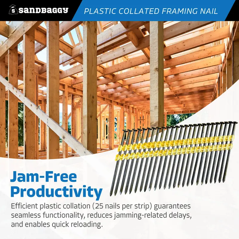 3-1/2-Inch 21 Degree Framing Nails - Plastic Collated Strip (Vinyl Coated) 5