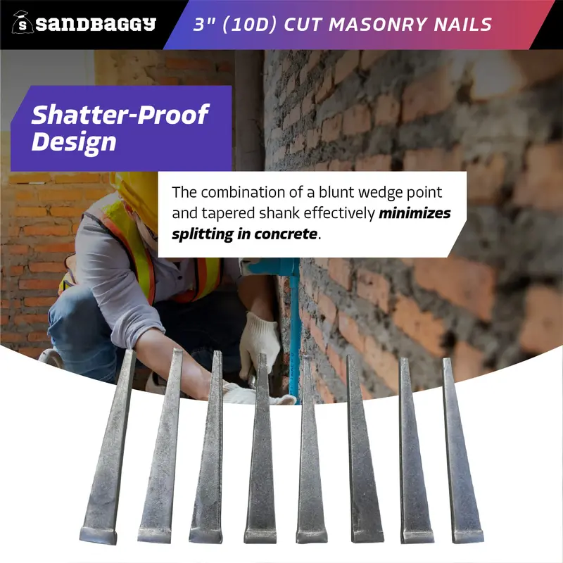 3" (10D) Cut Masonry Nails For Concrete, Brick, Mortar 4