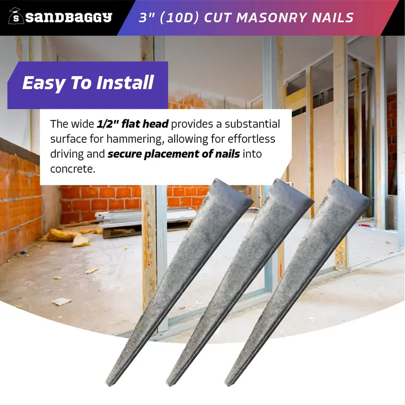 3" (10D) Cut Masonry Nails For Concrete, Brick, Mortar 5