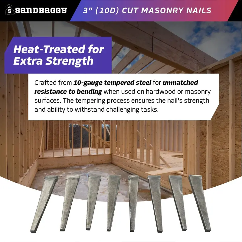 3" (10D) Cut Masonry Nails For Concrete, Brick, Mortar 7