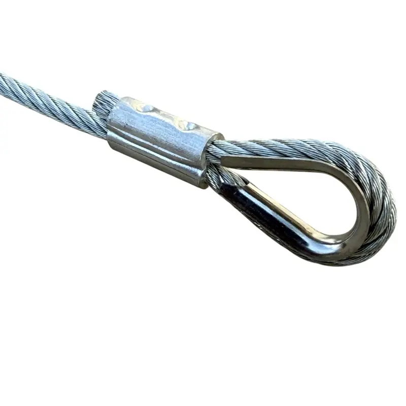 3/16" X 50 Ft Galvanized Braided Steel Cable W/ Looped End (7X19 Wire Rope) 1