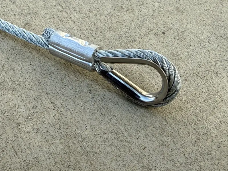 3/16" X 50 Ft Galvanized Braided Steel Cable W/ Looped End (7X19 Wire Rope) 4