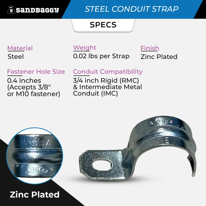 3/4-Inch One-Hole Conduit Strap | Steel Clamp For Rigid/Imc 2