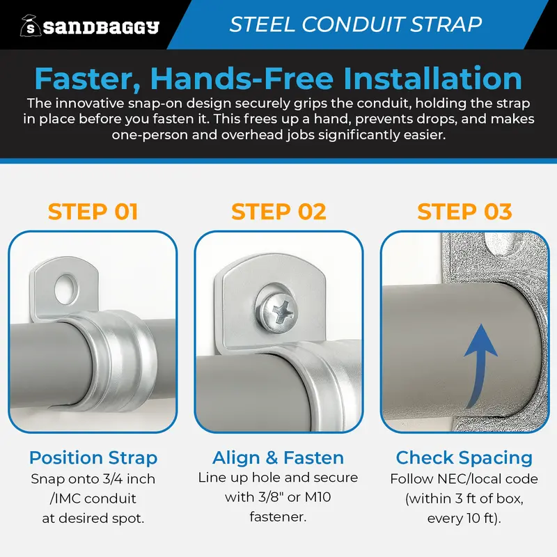 3/4-Inch One-Hole Conduit Strap | Steel Clamp For Rigid/Imc 4
