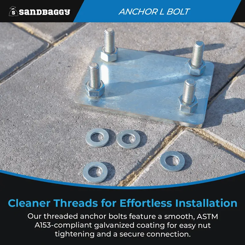 3/4" X 14" Threaded Concrete Anchor L-Bolts (Nuts & Washers Included) - Galvanized 6