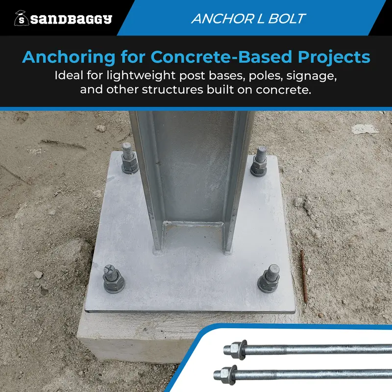 3/4" X 14" Threaded Concrete Anchor L-Bolts (Nuts & Washers Included) - Galvanized 7