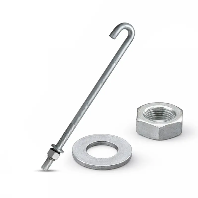 3/4" X 18" Galvanized Threaded J-Bolt Concrete Anchor (Nut & Washer Included) 1