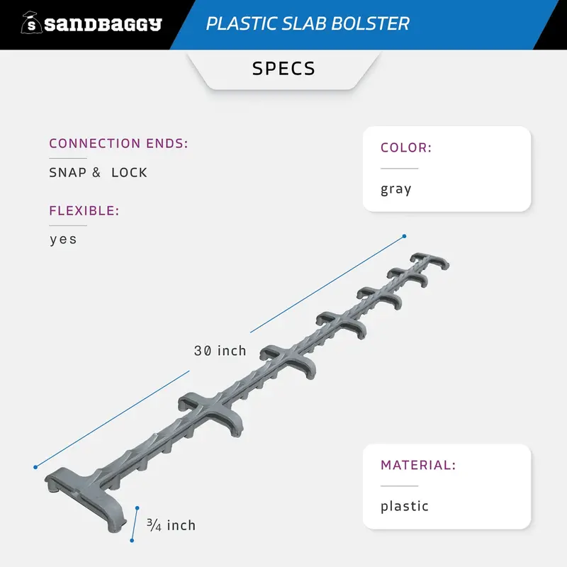 3/4” X 2.5 Ft Plastic Slab Bolsters - Continuous Rebar Support Chair 2