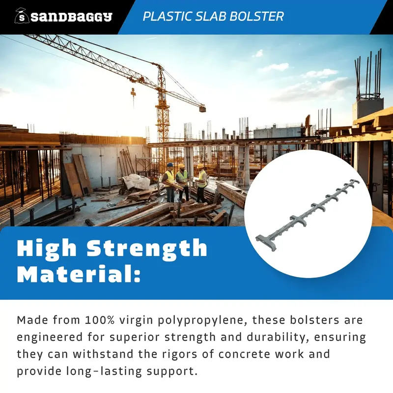 3/4” X 2.5 Ft Plastic Slab Bolsters - Continuous Rebar Support Chair 4