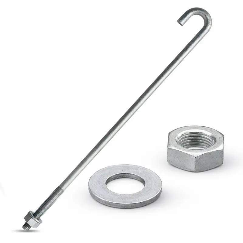 3/4" X 24" Galvanized Threaded J-Bolt Concrete Anchor (Nut & Washer Included) 1