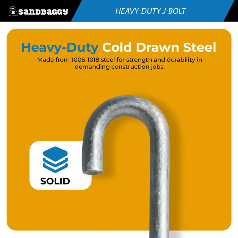 3/4" X 24" Galvanized Threaded J-Bolt Concrete Anchor (Nut & Washer Included) 7