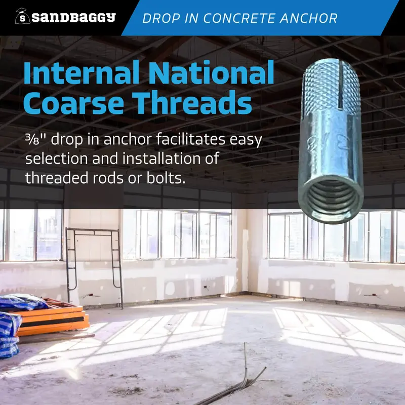 3/8" Drop In Concrete Anchor - Coil Threaded (Zinc Plated) 5