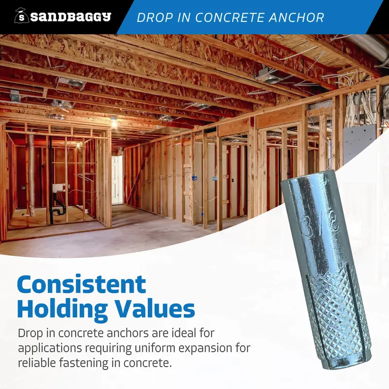 3/8" Drop In Concrete Anchor - Coil Threaded (Zinc Plated) 7