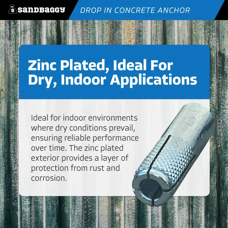 3/8" Drop In Concrete Anchor - Coil Threaded (Zinc Plated) 9