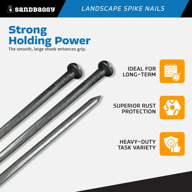 3/8" X 12" Landscape Spike Nails - Galvanized Timber Spikes 6
