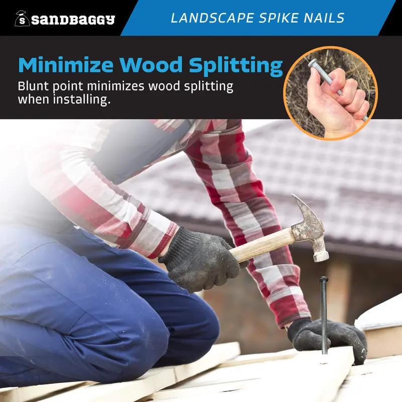 3/8" X 12" Landscape Spike Nails - Galvanized Timber Spikes 7