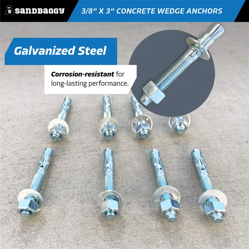 3/8" X 3" Concrete Wedge Anchors - Hex Head (Galvanized) 6