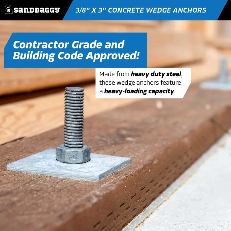 3/8" X 3" Concrete Wedge Anchors - Hex Head (Galvanized) 7