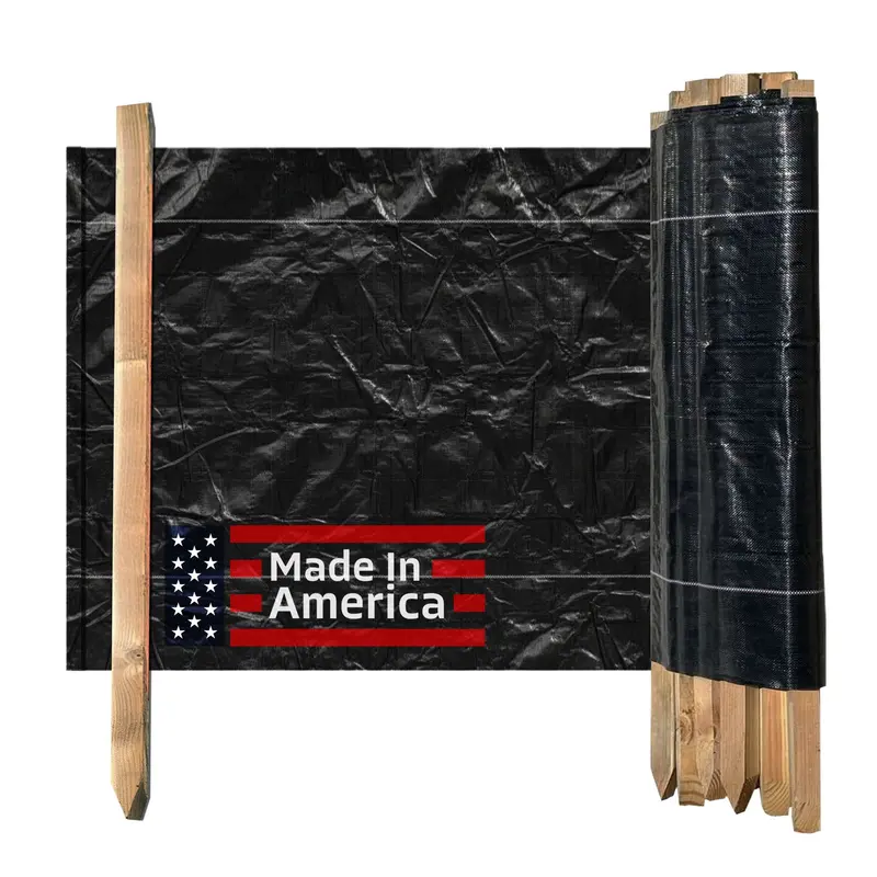 3 Ft X 100 Ft Dot Black Silt Fence With Wood Stakes (4 Ft) - Sediment And Erosion Control - Made In Usa 19