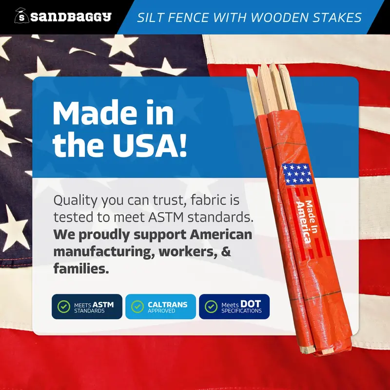 3 Ft X 100 Ft Dot Orange Silt Fence With Wood Stakes (4 Ft) - Sediment And Erosion Control - Made In Usa 3