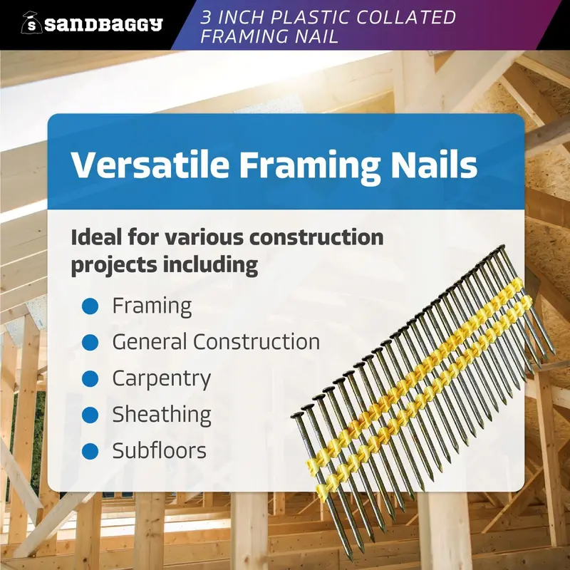 3-Inch 21 Degree Framing Nails - Plastic Collated Strip (Vinyl Coated) 4