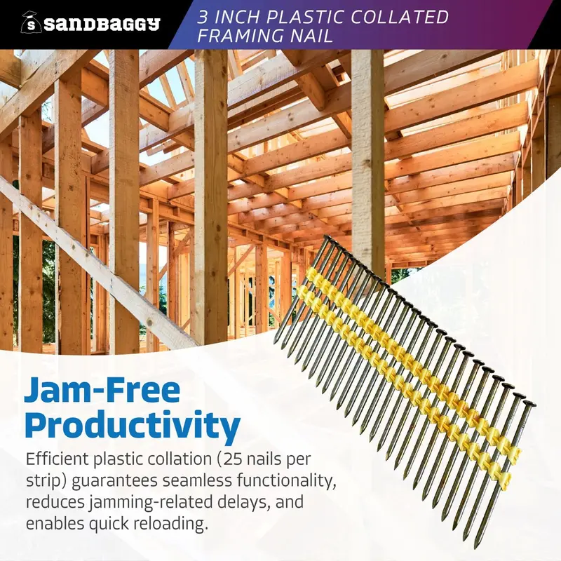 3-Inch 21 Degree Framing Nails - Plastic Collated Strip (Vinyl Coated) 5