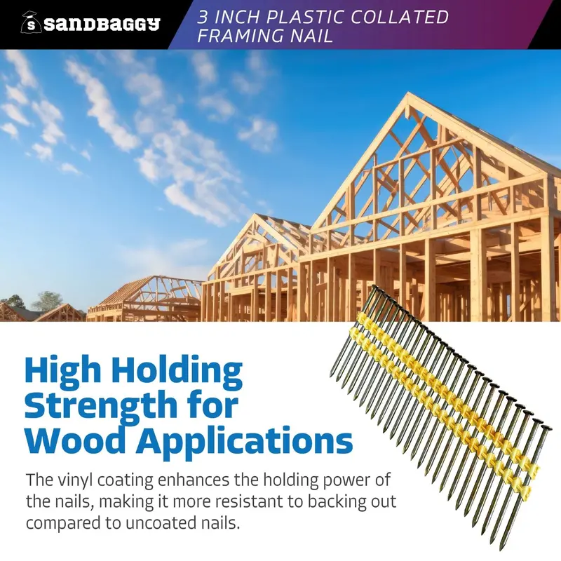 3-Inch 21 Degree Framing Nails - Plastic Collated Strip (Vinyl Coated) 6
