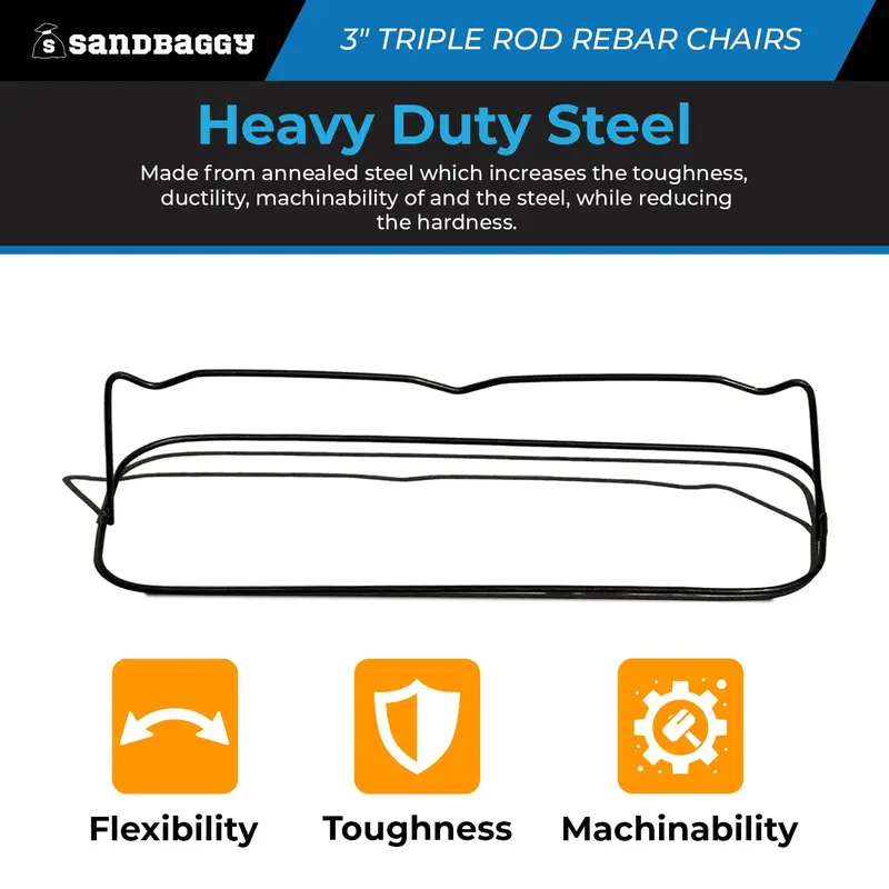 3 Inch Steel Rebar Chairs For Concrete Footings - Triple Rod Capacity 3