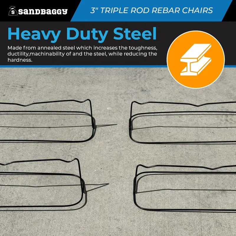 3 Inch Steel Rebar Chairs For Concrete Footings - Triple Rod Capacity 4