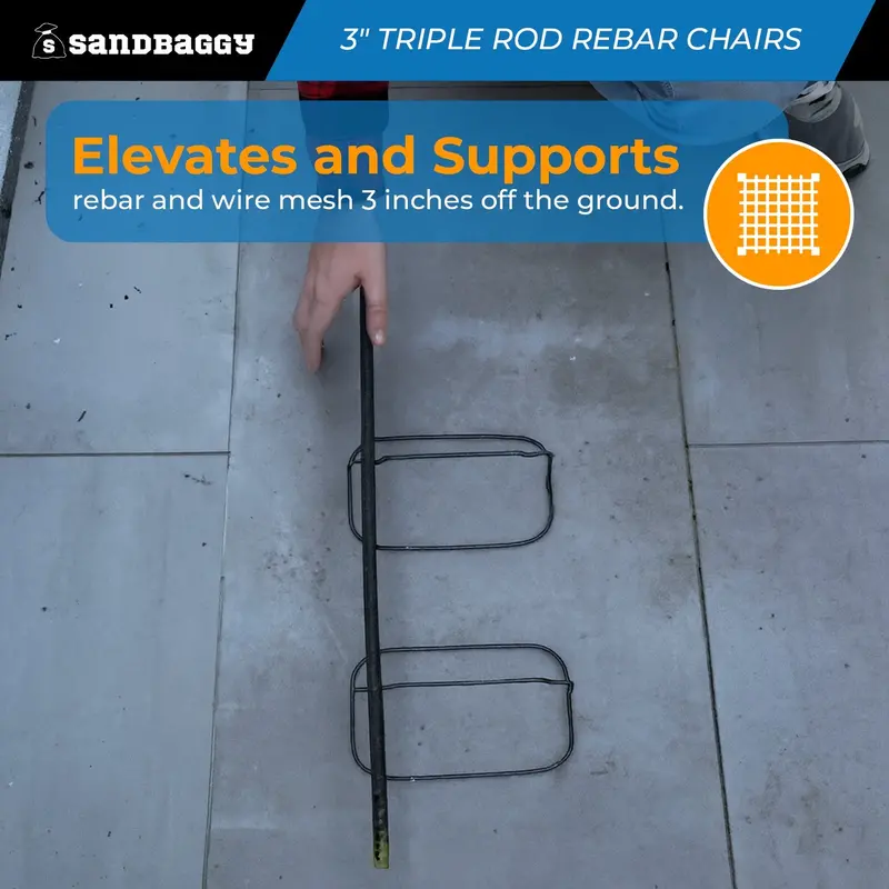 3 Inch Steel Rebar Chairs For Concrete Footings - Triple Rod Capacity 7